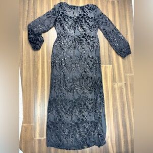 Size L Sheer Long Sleeved Animal Print Maxi Key Hole Round Neck Dress whimsigoth